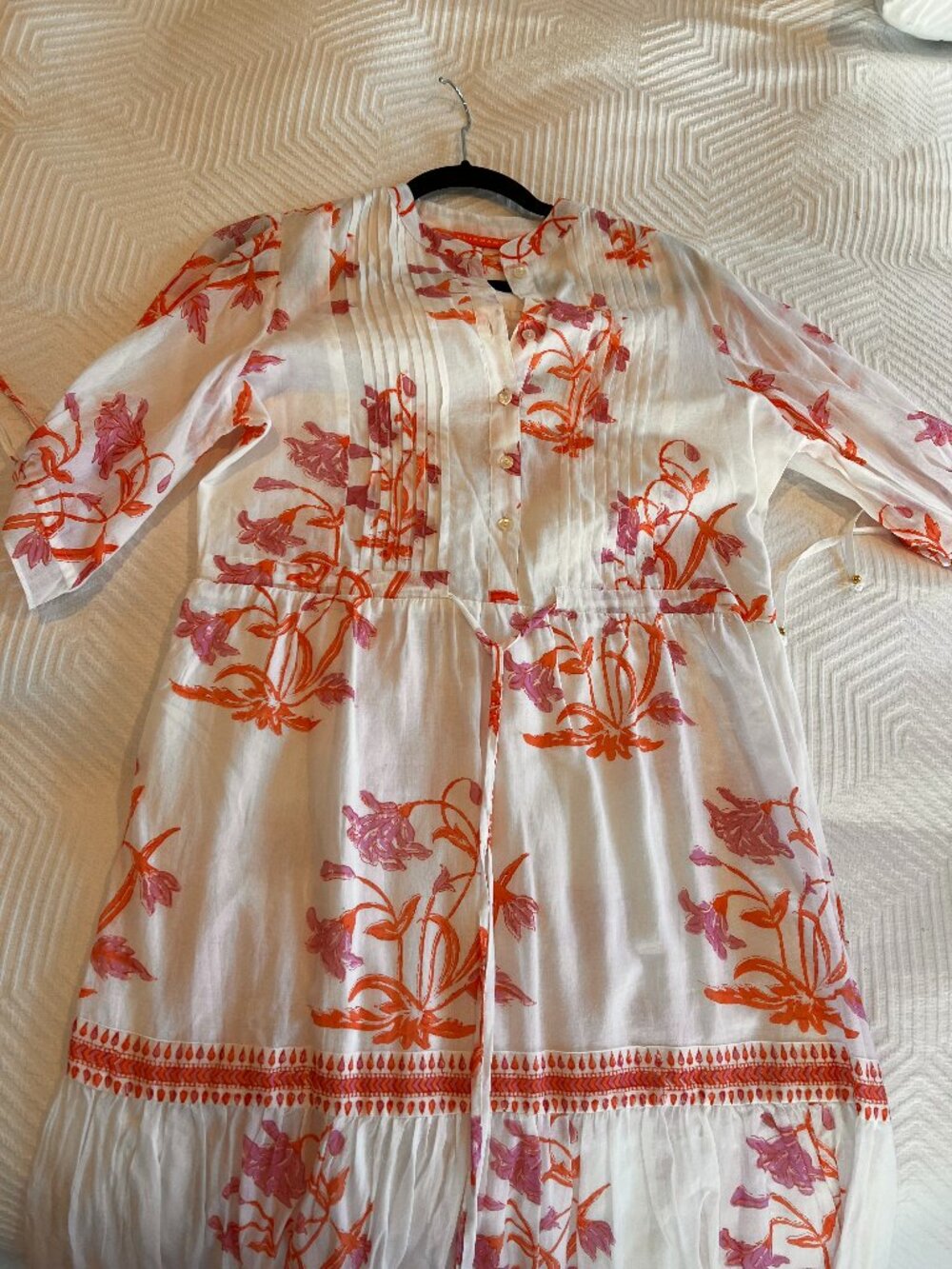 Cinched Pintuck Maxi- Ostuni Coral. Small.